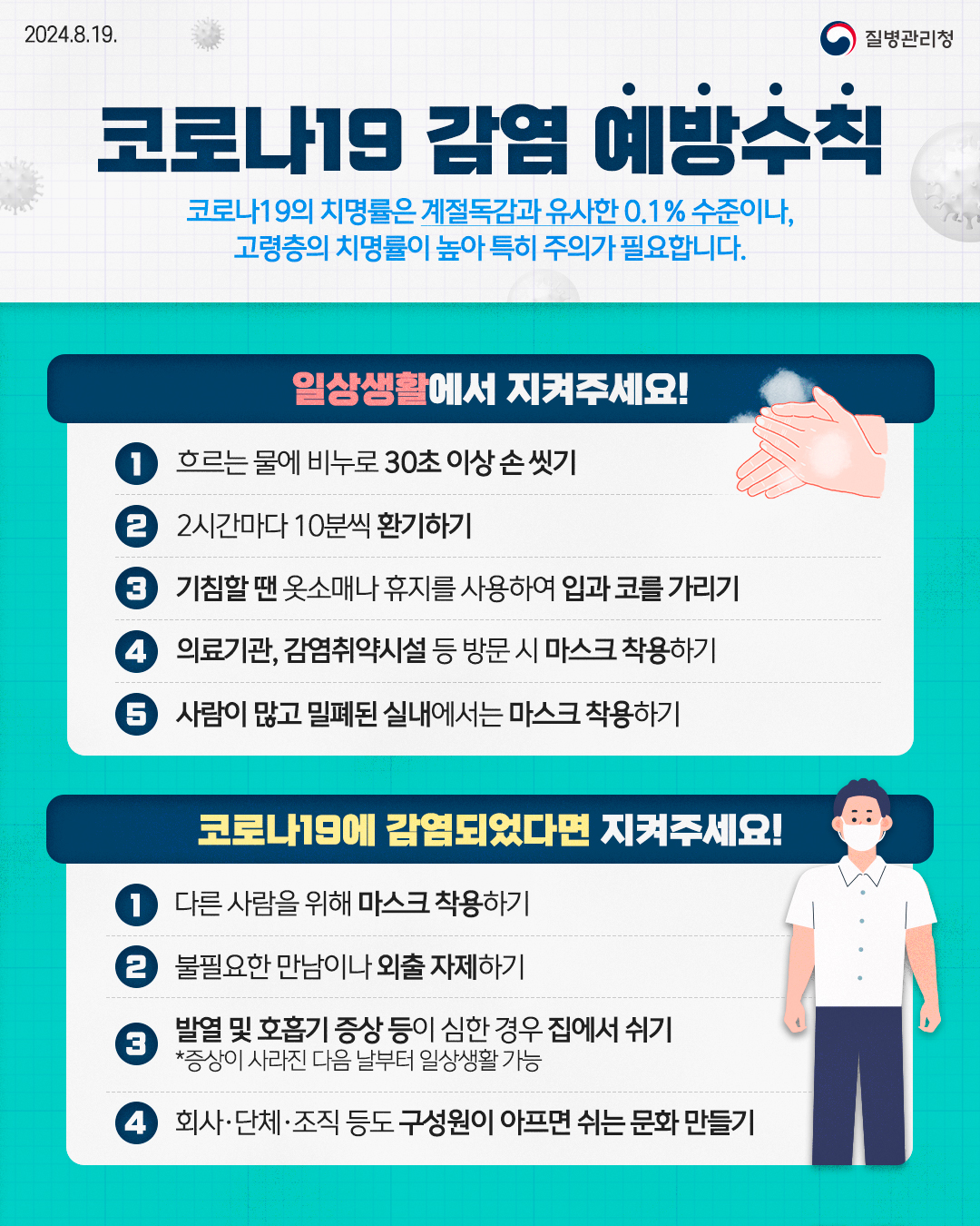코로나19 유행 우려에 따른 예방수칙 안내